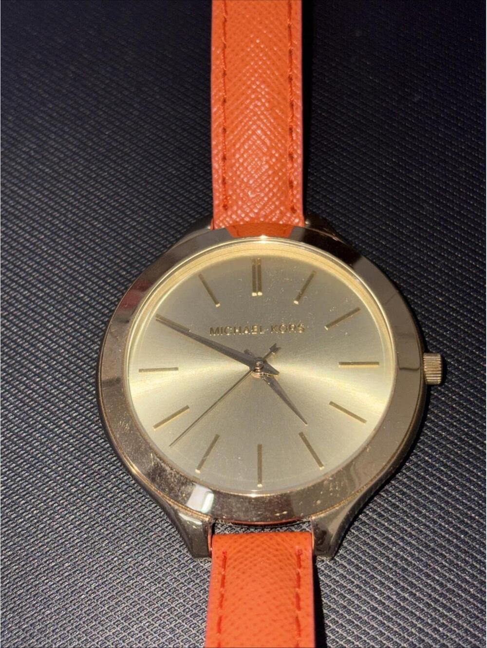 Michael‎ Kors MK-2284 Genuine Leather Quartz Analog Women's Watch New Battery